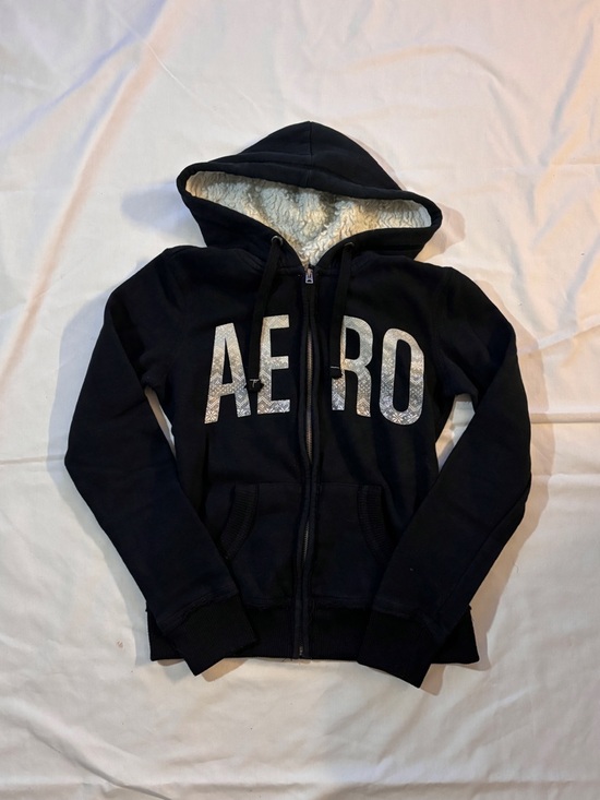 Aeropostale Tops - Aeropostale Black Sherpa-Lined Zip Hoodie